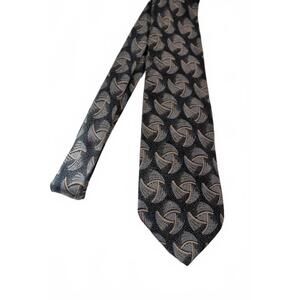 Vintage Gray & Beige Silk Necktie, 3.75 X 56 Inches